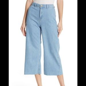 Topshop wide leg cropped raw hem jeans